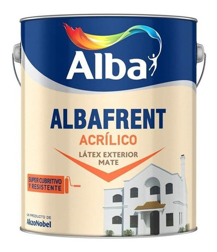 Latex Alba Exterior Albafrent Acrílico Color Blanco 20l Acabado Mate