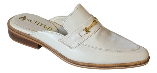 Zapato De Cuero Para Dama. Zueco Anette Natural