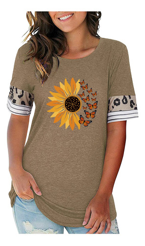 Blusa Verano Para Mujer Diseño Girasol Mariposa Leopardo