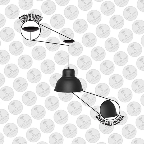 Lampara Colgante Galponera Industrial En Chapa Galvanizada