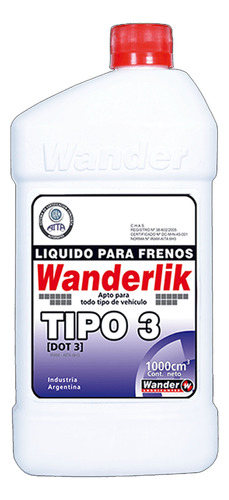 Liquido De Freno Dot 3 Wander X 500 Cc Wanderlik Avant