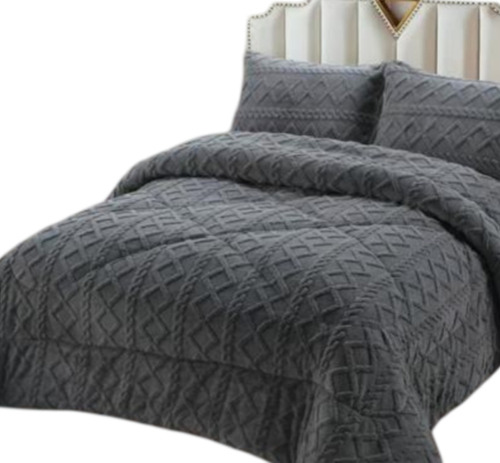 Cubrecama Con Chiporro Trenzado King - Super King Gris