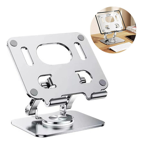 Soporte Mesa Giratoria Doblable De Aluminio Para Tablet Celu