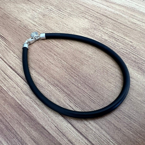 Imagen 6 de 9 de Pulsera De Caucho Y Plata Ley .925 Hombre Agálea