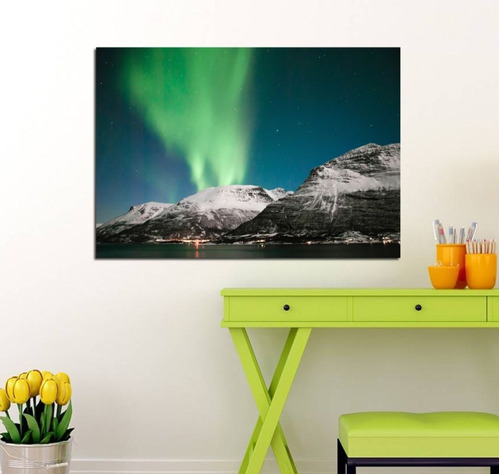 Vinilo Decorativo 20x30cm Aurora Boreal Cielo Noruega