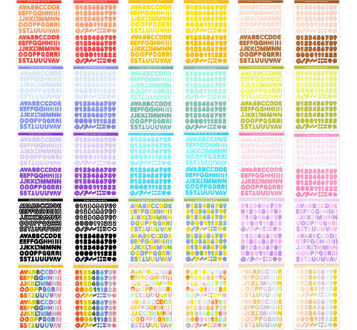 30 Hojas De Pegatinas De Números De Alfabeto De Colore...