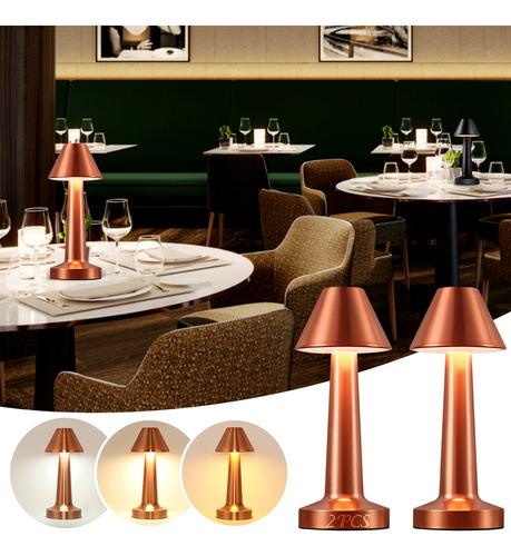 Time4buy 2pcs Oro Rosa 3 Colores Regulable Sensor Táctil Apertura Lámpara Decorativa LED Recargable Lámpara de Noche Lámpara de Mesa, Adecuado para el hogar dormitorio hotel restaurante bar cafetería