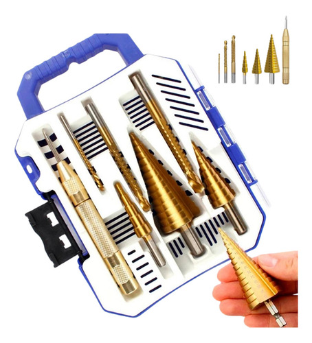 Kit Brocas Escalonada Aço Profissional 7 Peças