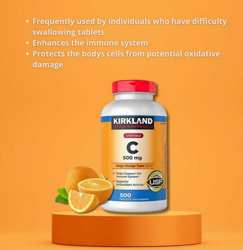 Vitamina C Kirkland Signature Tabletas 500 Unidades 500mg
