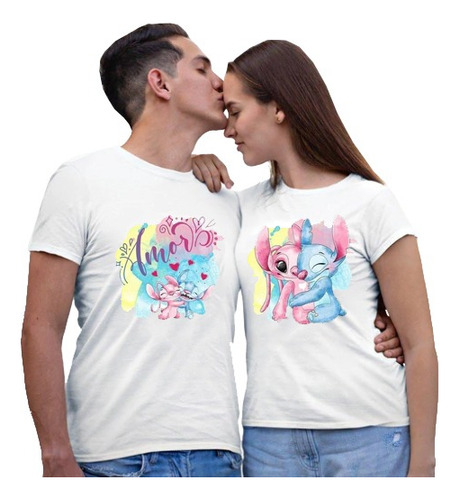 Poleras Duo Con Diseño Pareja Stich  - Enamorados