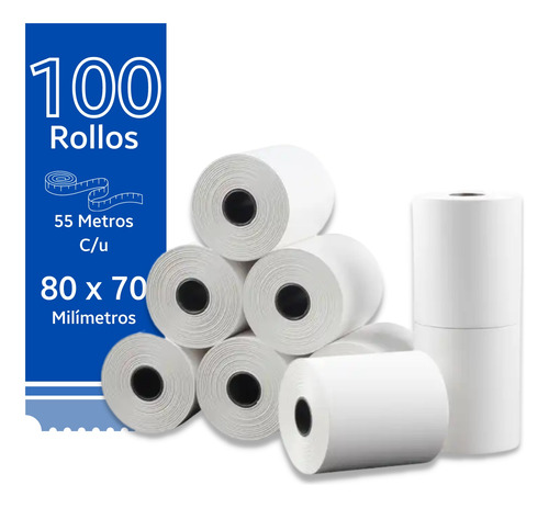 Rollos Papel Térmico 80x70 Impresora Térmica 70mm Negro 100