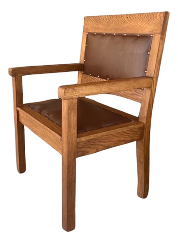 Silla Reforzada De Madera Sólida De Encino Y Aplicación Piel