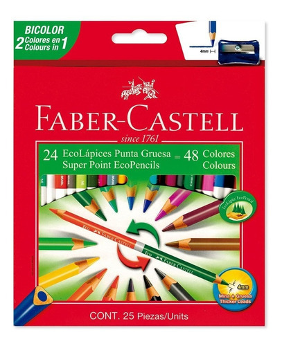 Colores Faber Castell Bicolor Doble Punta X24 Unidades