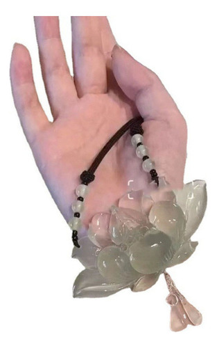 Collar De Loto De Jade Helado Zen Tradicional Chino