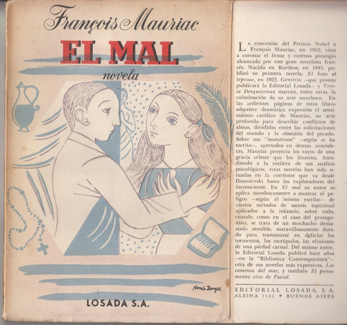 1955 Tapa De Norah Borges Francois Mauriac El Mal 1a Edicion