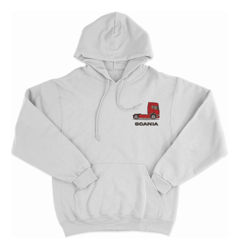 Hoodie Canguro Capucha Hombre Bordado Scania Camión Bordó