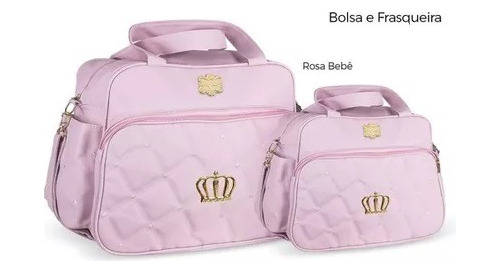 Kit De Bolsas Bebê Maternidade Coroa Rosa 