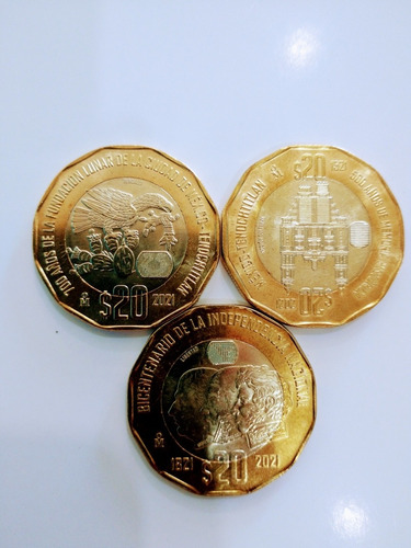 3 Monedas Conmemorativas De $20.00 Pesos 