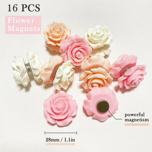 16 Imanes De Nevera Con Diseño De Flores, Imanes De Nevera R