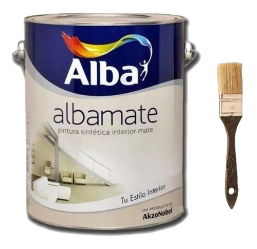 Combo Albamate Esmalte Sintetico Mate Alba X 1 Lt + Pincel 