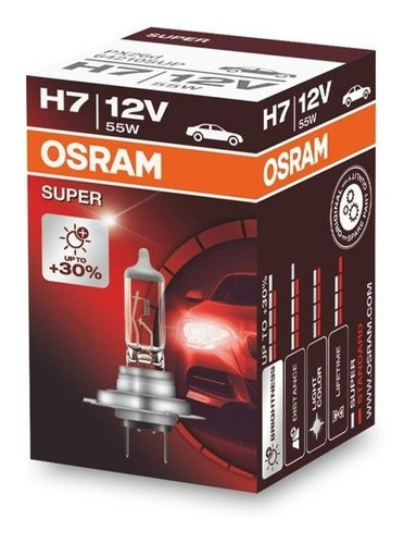 Lâmpada Farol  H7 55w 12v +30% Luz Osram Super 