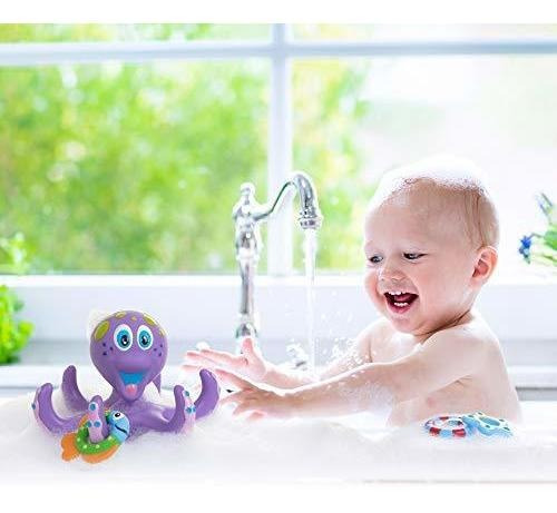 Pulpo Morado Flotante Nuby Con 3 Anillos De Aro Juguete De B