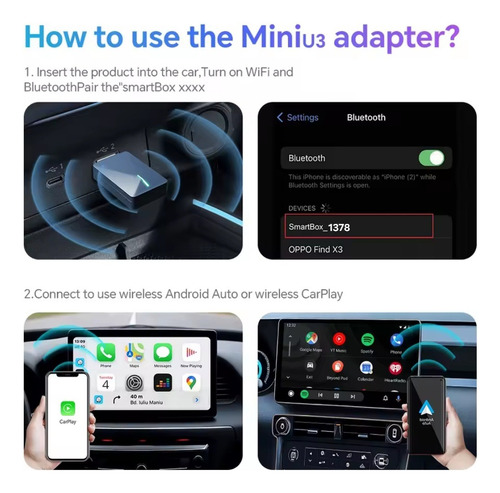 Carplay Inalámbrico Android Auto 2 En 1 Wifi 5g Bt 5.0