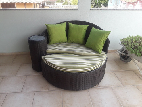 Sofá Chaise Dubai 1.40 Cm Fibra Sintética Vime Varanda Área