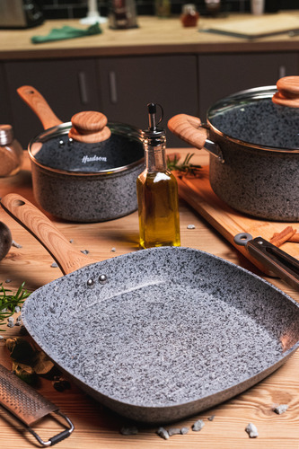 Cacerola Hudson Granito Stone Aluminio Forjado 20cm Granito Gris