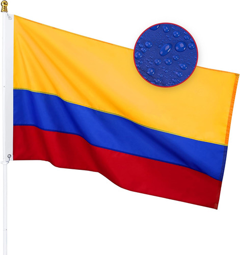 Bandera De Colombia 3x5 Pies Exteriores  Nylon Resisten...