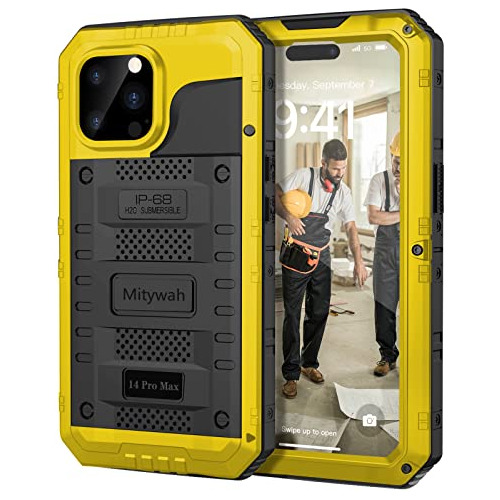 Waterproof Case For iPhone 14 Pro Max Yellow Metal-02