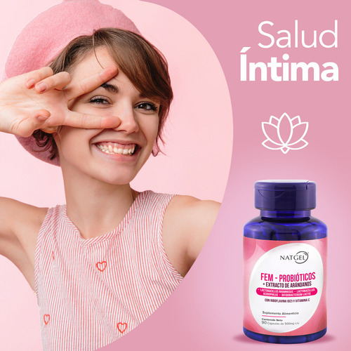 Fem | Probióticos Para La Mujer + Extracto de Arándanos | 90 Softgels | Formula Patentada | Natgel
