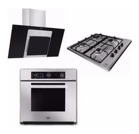 Combo Cocina Tst Horno Electrico Anafe Gas 4h Campana Espejo