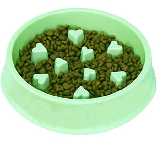 Plato Para Comer Lento Para Perro Color Verde