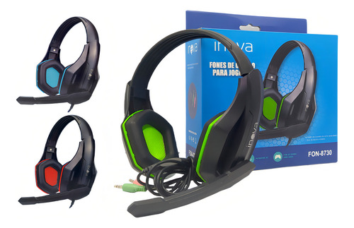 Fone De Ouvido Gamer Com Microfone Fon-8730 Atacado Cor Preto Cor da luz Preto