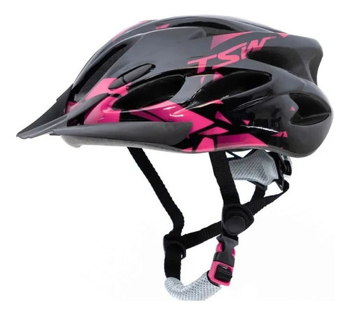 Capacete Tsw Raptor Led Bike Bicicleta Ciclismo Cores Cor Preto/Pink Tamanho M (54-58)