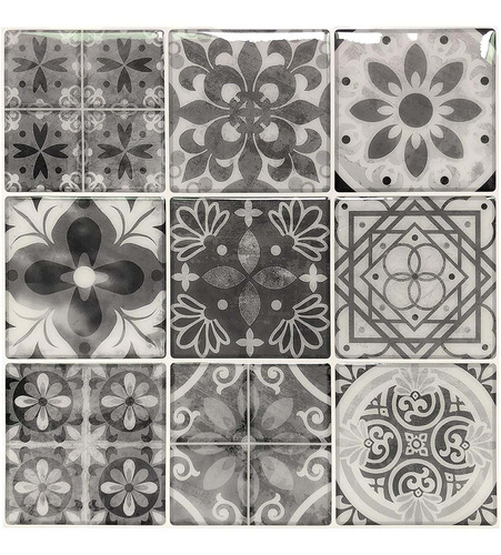 Calcomanías Para Azulejos Con Diseño De Talavera Gris (10 Ho