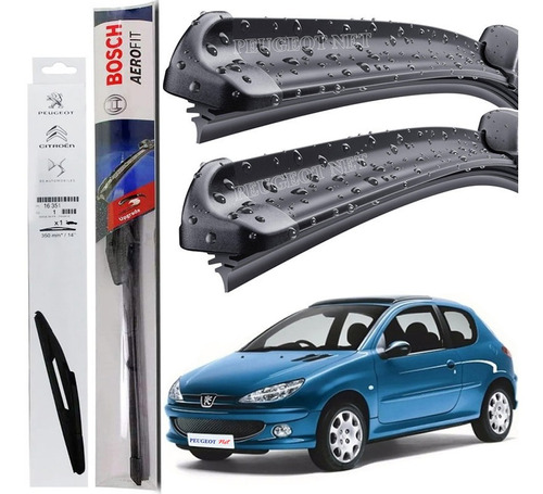 Kit 3 Escobillas Bosch Aerofit Peugeot 206 - 2008