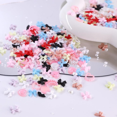 Encantos 3d Uñas Perlas Accesorios Moño Aplanados