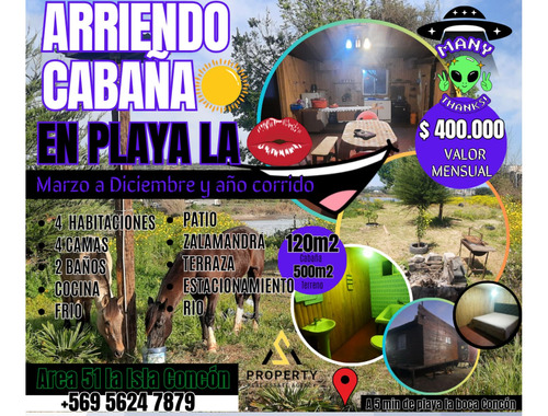 Se Arrienda Cabaña Año Corrido En Playa La Boca  / Area 51 L