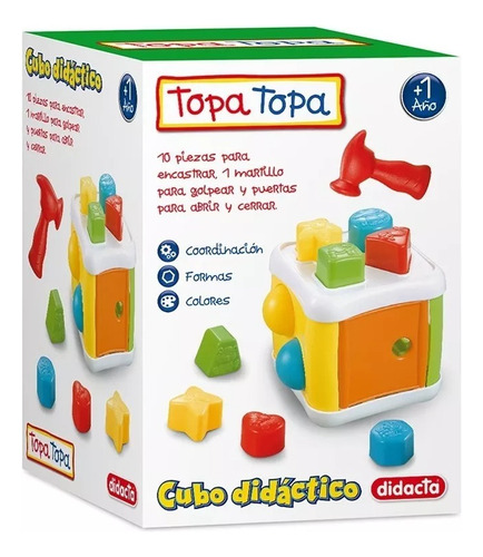 Cubo Didactico Topa Topa Juego Encastre Colorido Con Formas