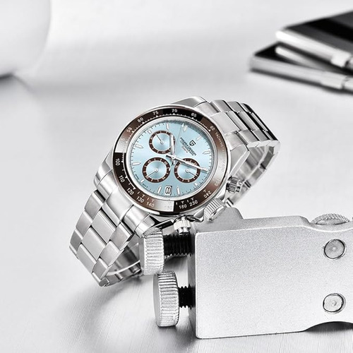 Reloj Pagani Design Pd-1644 Cronografo Marron Plateado Marrón Plateado