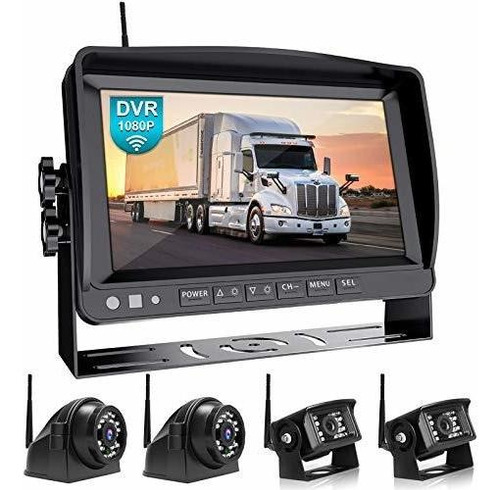 Fookoo 1080p 9 Wireless Backup Camara System Kit Hd Quad