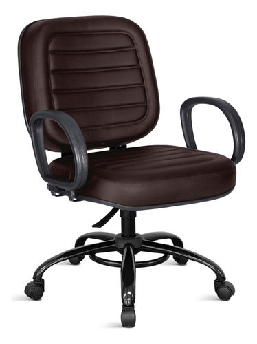 Cadeira Obeso Belluno Max 200 Kg Plus Size Giratória Marrom