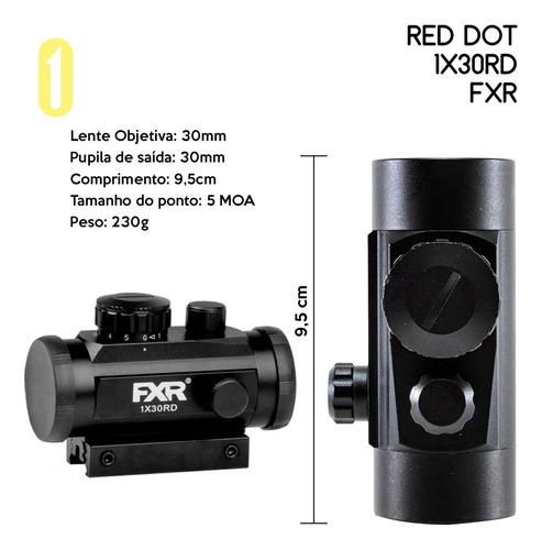 Red Dot 1x30 Para Airsoft Carabina De Pressão Trilho 11/22mm