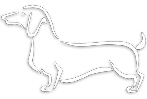 White Vinyl Abstract Fancy Dachshund Sticker (no Backgr...