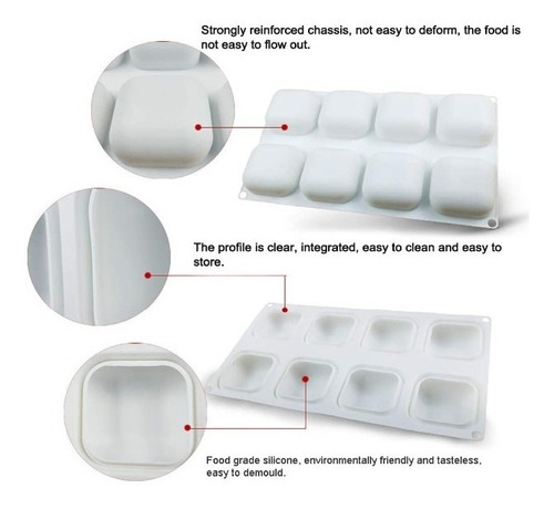 Imagen 4 de 7 de Molde Silicon Para Hornear, Jabones, Gelatina, 8 Cavidades