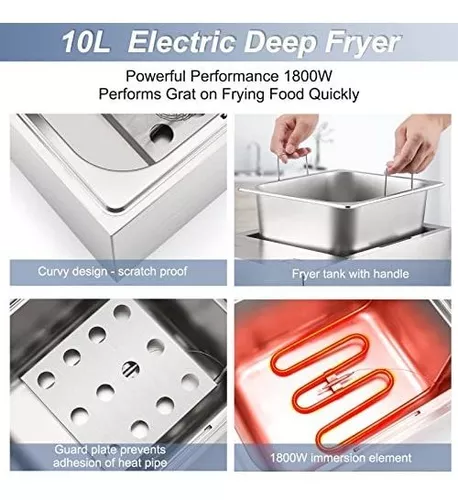 COMKERI Deep Fryer with Basket(10.6QT/10L),1800W Countertop Electric Deep  Fryers