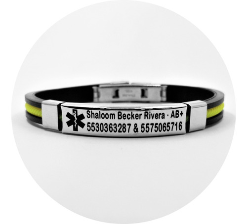 Pulsera Acero Alerta Médica Grabado Láser Personalizado 1114