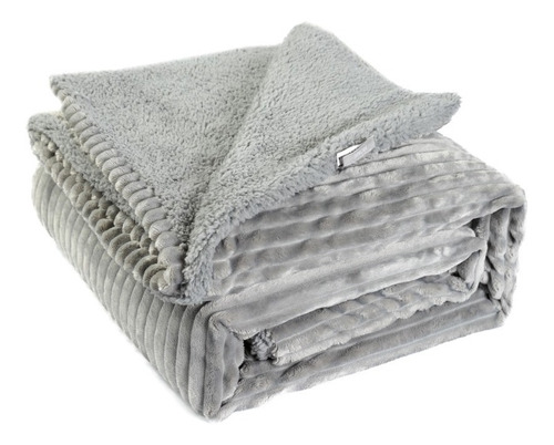 Frazada Flannel Corderito Al Tono Línea Pontevedra King Gris